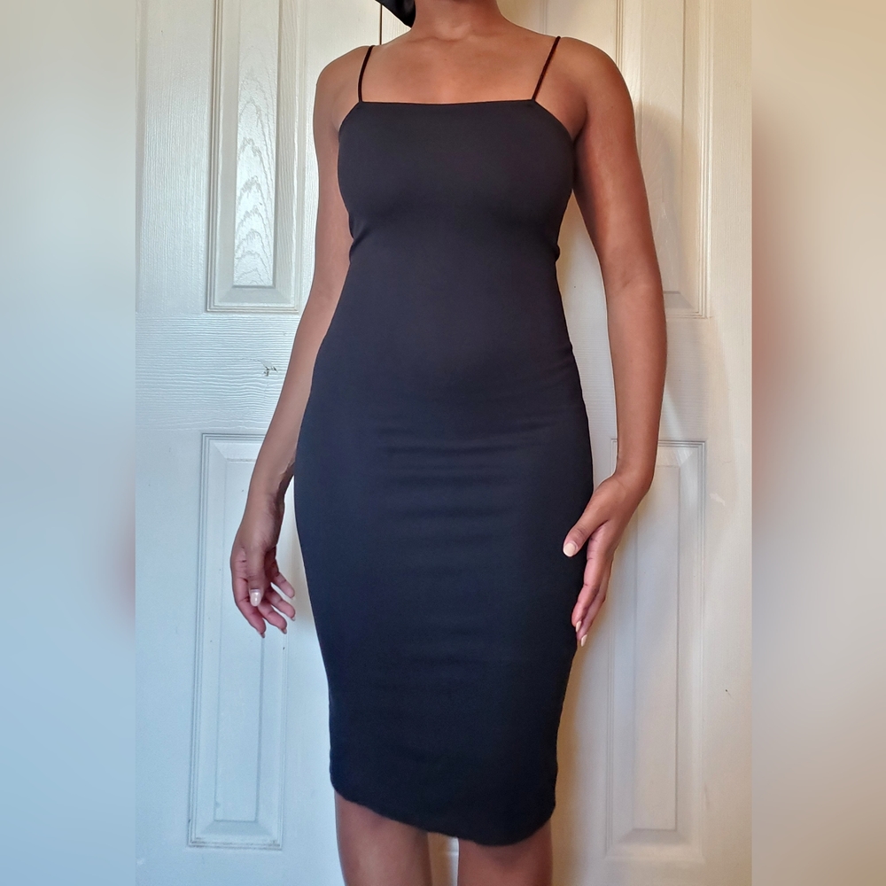 Bodycon Black Midi Cami Dress